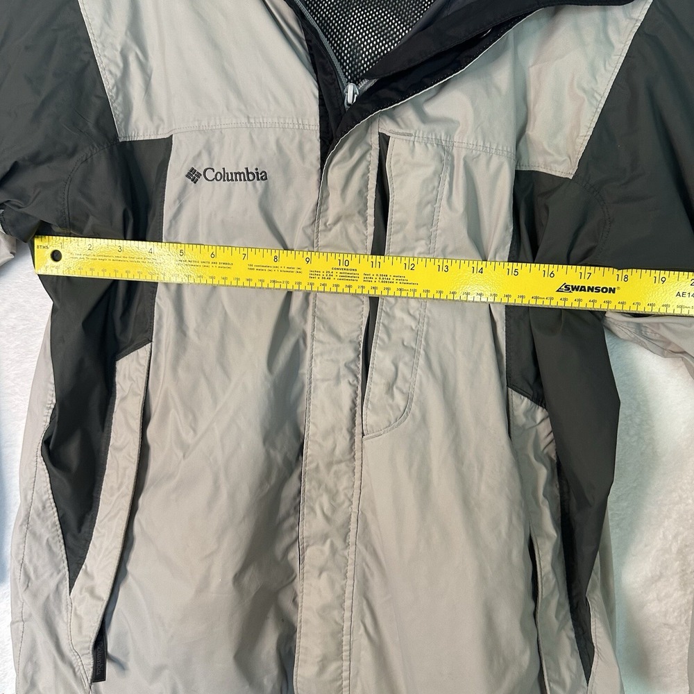 Columbia Jacket Mens‎ M Gray Lightweight Windbreaker Packable Rain Spot See Pic - Picture 10 of 16
